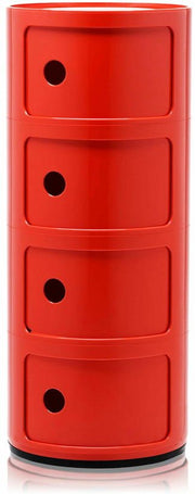 Table de chevet rouge 4 tiroirs Componibili - Kartell - The Cool Republic