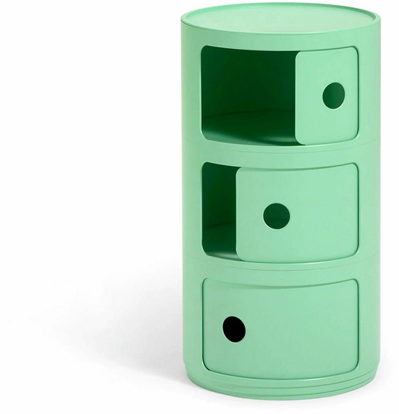 Table de chevet vert 3 tiroirs Componibili Bio - Kartell - The Cool Republic