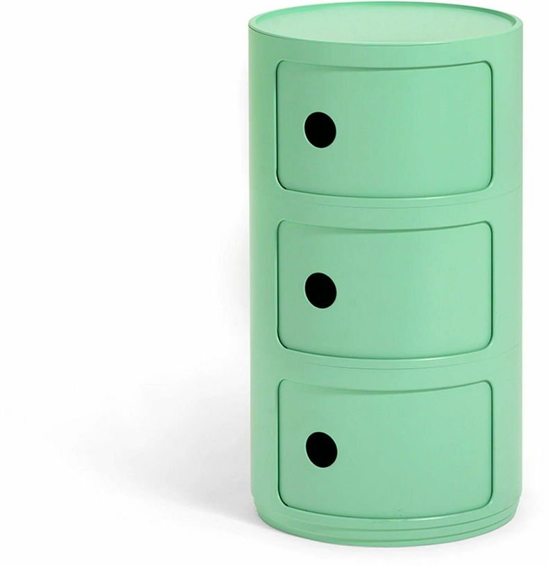 Table de chevet vert 3 tiroirs Componibili Bio - Kartell - The Cool Republic