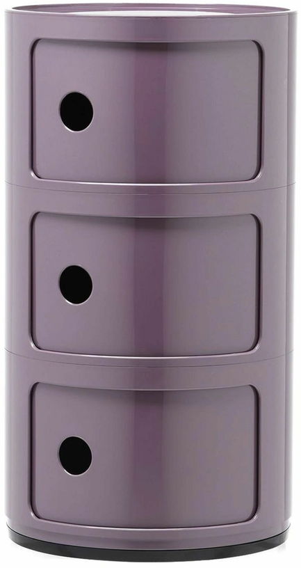 Table de chevet violet 3 tiroirs Componibili - Kartell - The Cool Republic