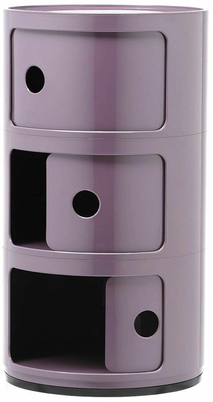 Table de chevet violet 3 tiroirs Componibili - Kartell - The Cool Republic
