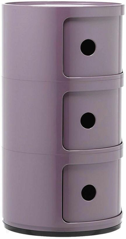 Table de chevet violet 3 tiroirs Componibili - Kartell - The Cool Republic