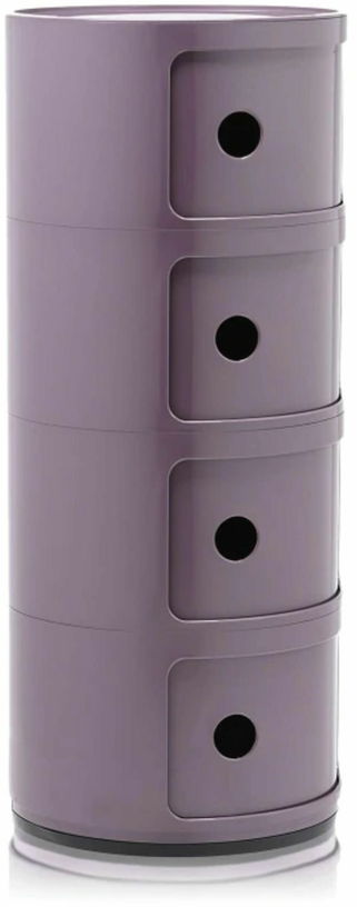 Table de chevet violet 4 tiroirs Componibili - Kartell - The Cool Republic