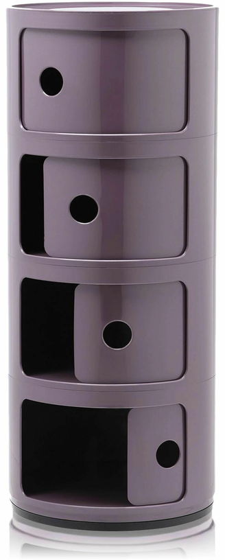 Table de chevet violet 4 tiroirs Componibili - Kartell - The Cool Republic