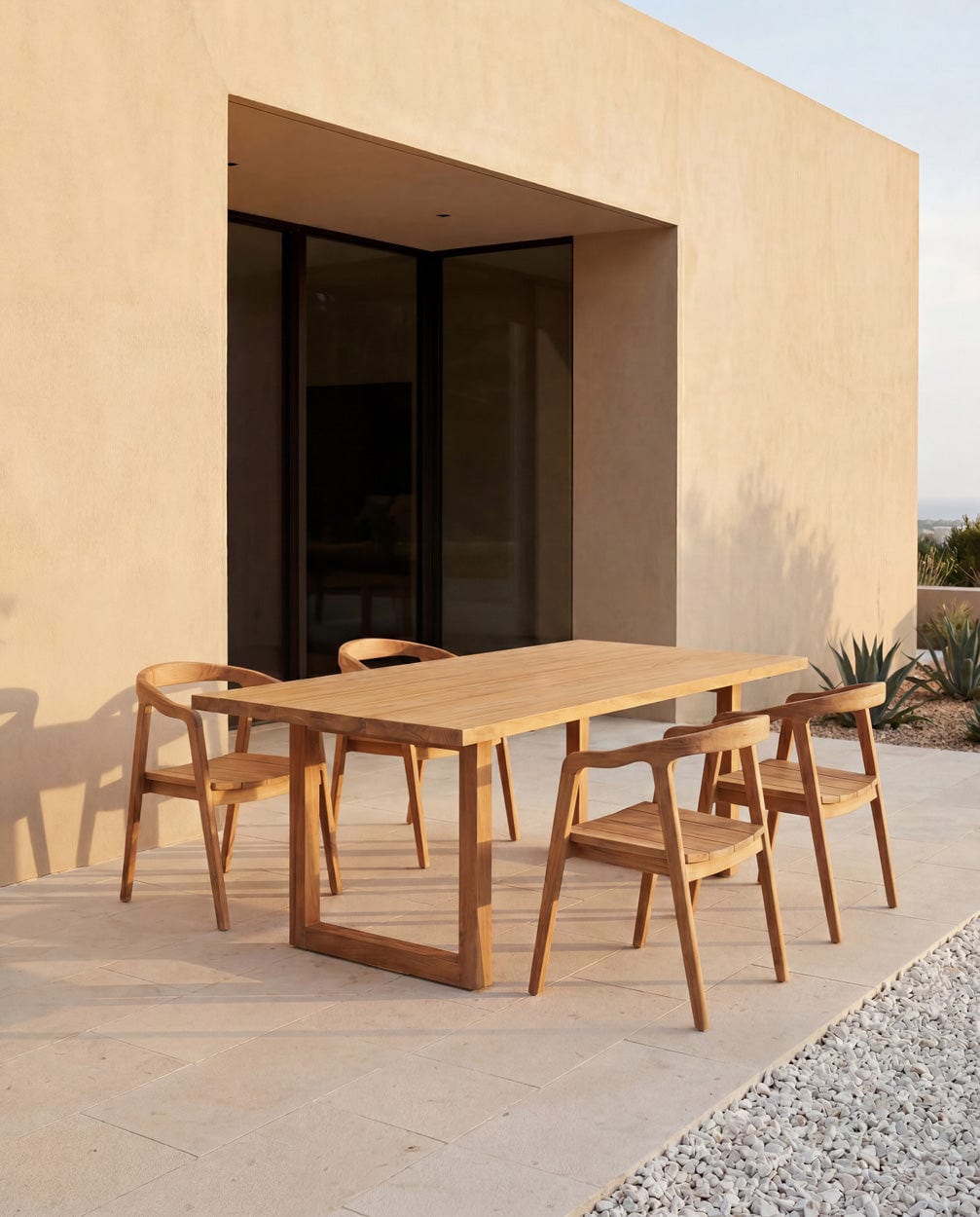 Table de jardin rectangulaire en teck massif naturel marron 180x100x76cm Imola - Bazar Bizar - The Cool Republic