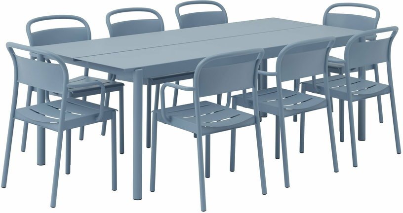 Table d'extérieur en acier bleu ciel 220 x 90 cm Linear - Muuto - The Cool Republic