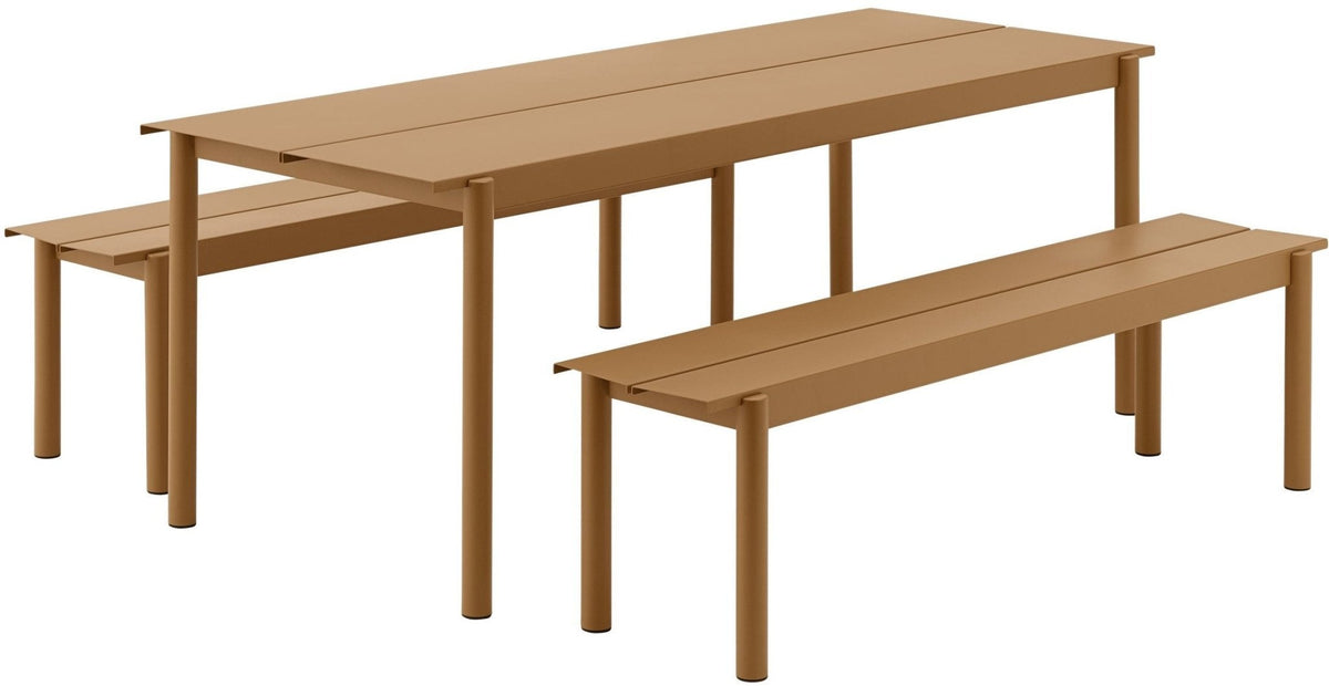 Table d'extérieur en acier orange 140 x 75 cm Linear - Muuto - The Cool Republic