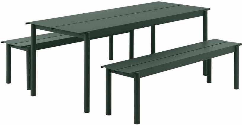 Table d'extérieur en acier vert foncé 200 x 75 cm Linear - Muuto - The Cool Republic