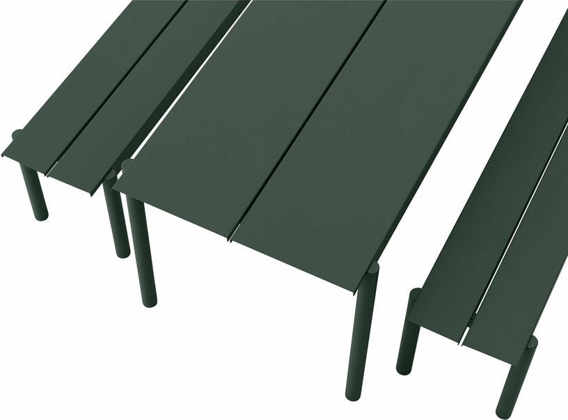 Table d'extérieur en acier vert foncé 220 x 90 cm Linear - Muuto - The Cool Republic