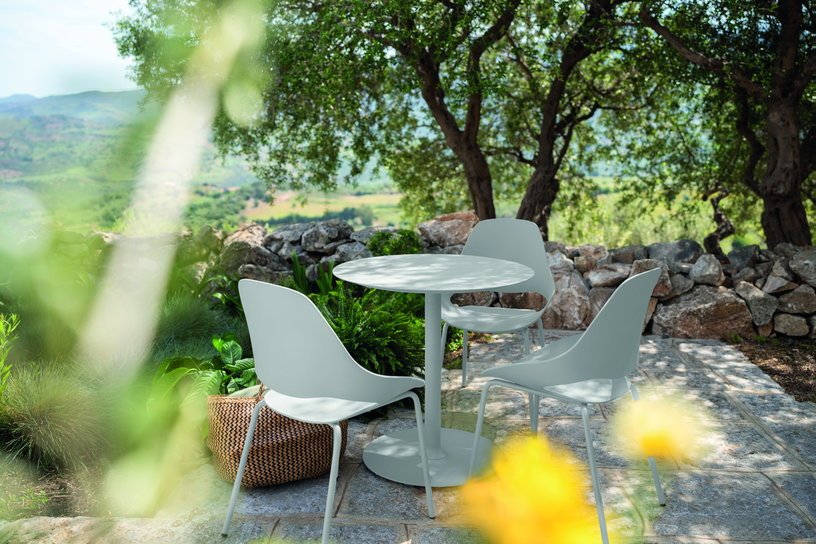 Table d'extérieur ronde en aluminium jaune citron 74cm pico - Houe - The Cool Republic