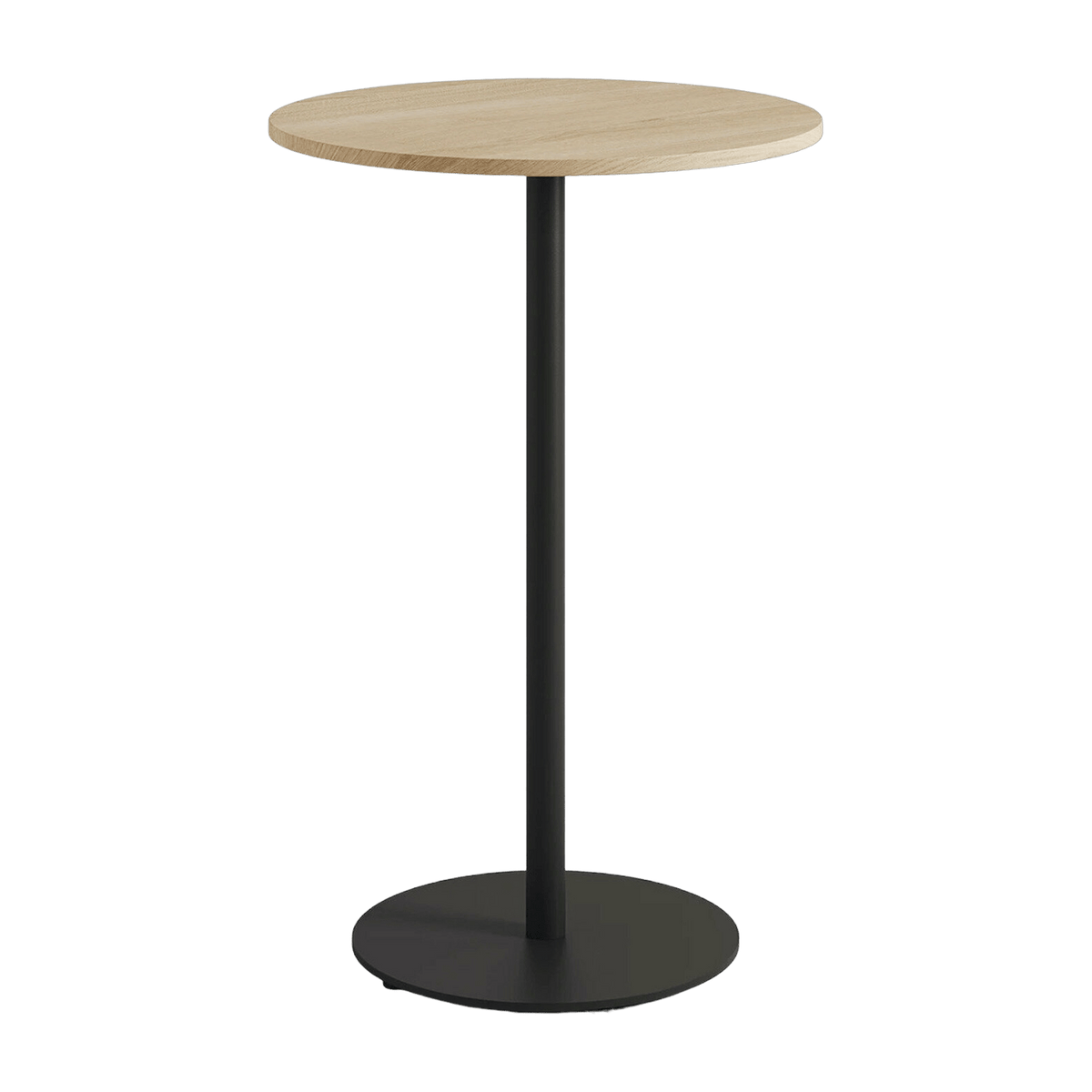 Table haute ronde en chêne et piétement en acier noir 70 x 105 cm Moka - The Cool Republic