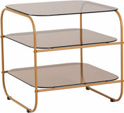 Table marron et orange en fer avec plateau en verre Echo - Hübsch - The Cool Republic