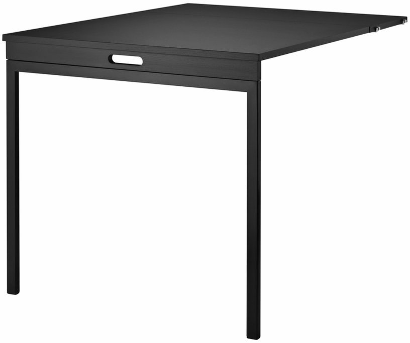 Table pliante en frêne teinté noir et pieds noirs en acier - String furniture - The Cool Republic