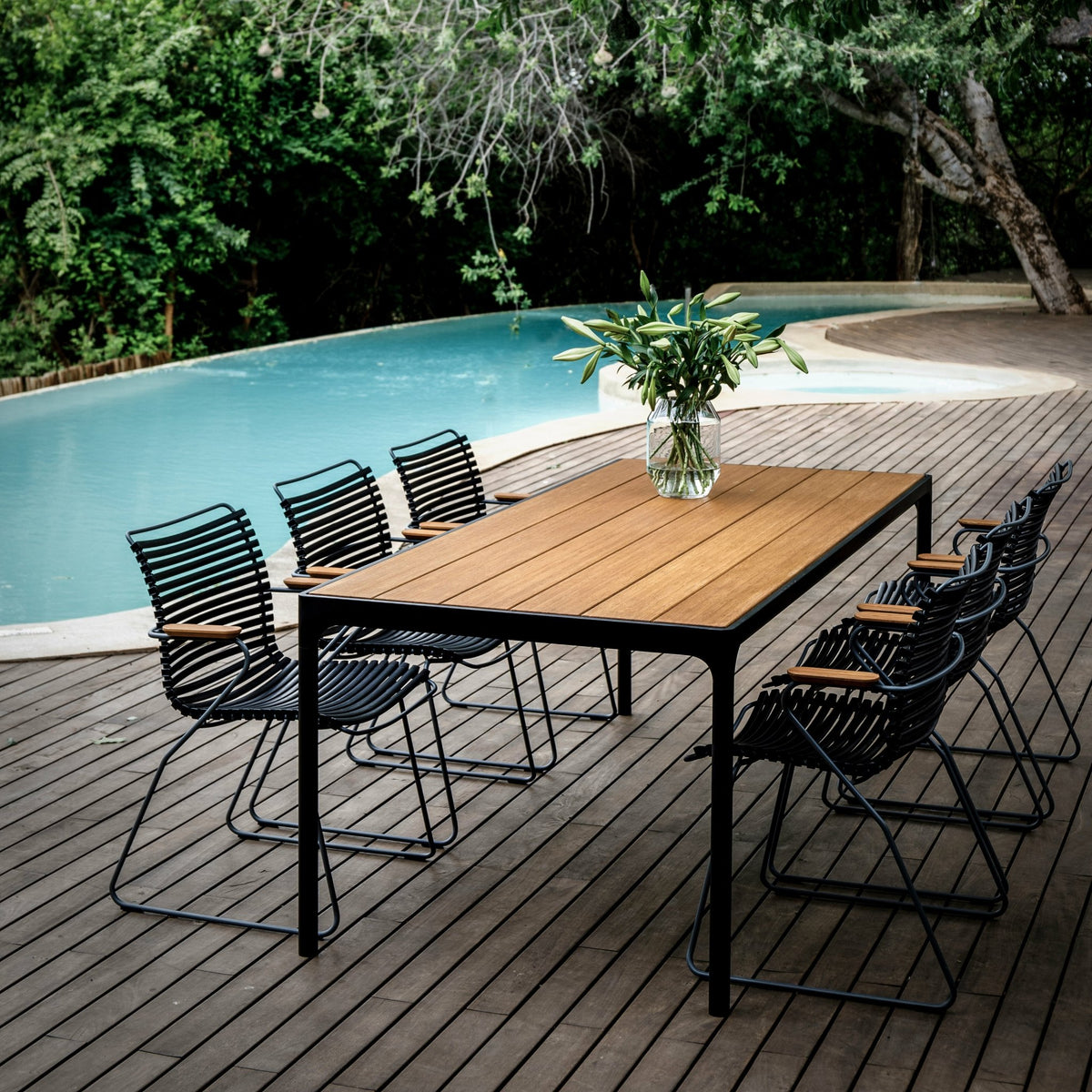 Table rectangulaire 160x90 cm en bambou et cadre gris FOUR - Houe - The Cool Republic