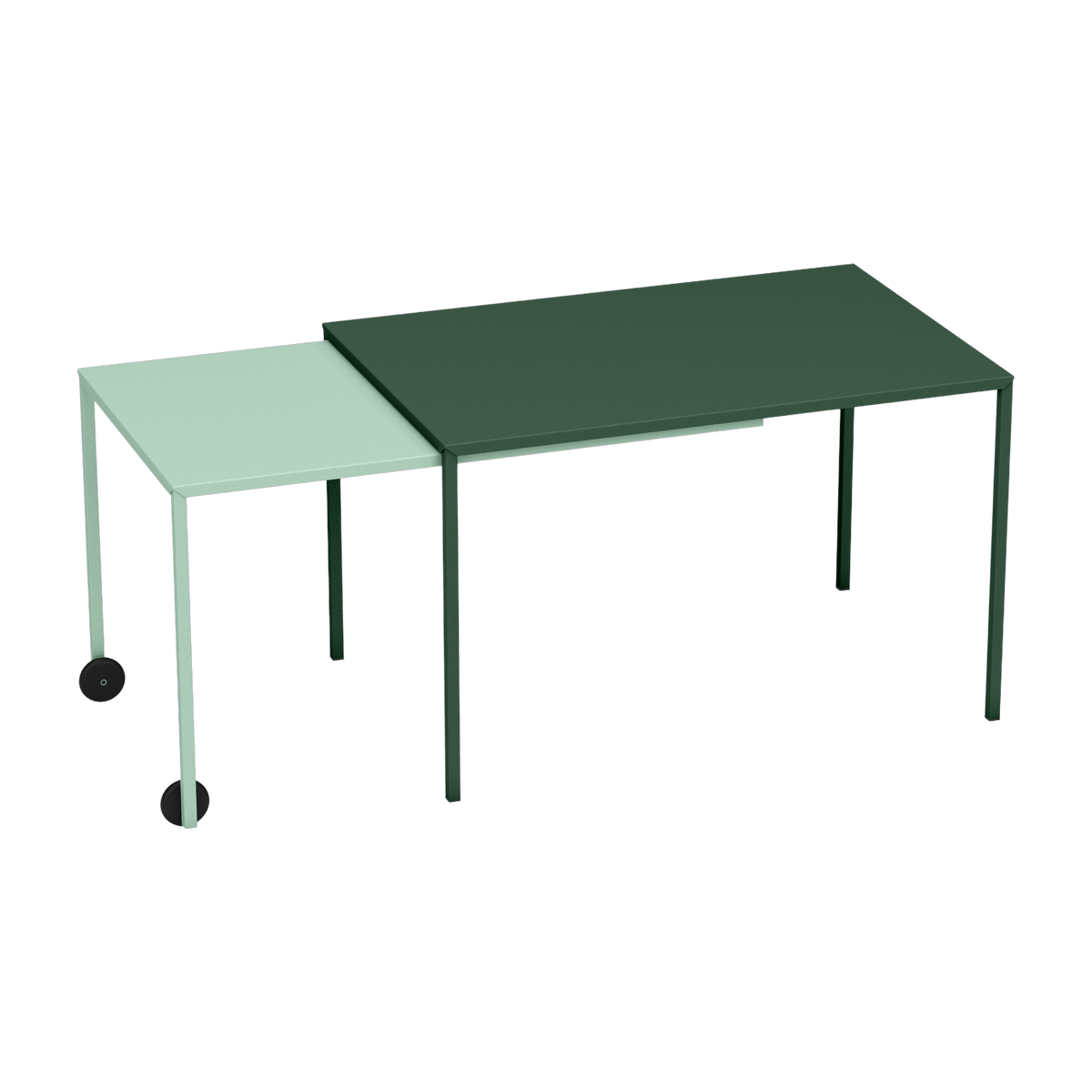 Table rectangulaire coulissante olive et vert d'eau Rafale - Matière Grise - The Cool Republic