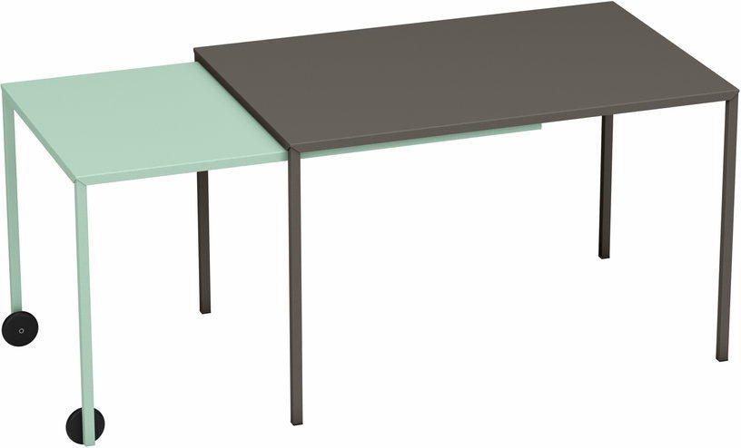 Table rectangulaire coulissante taupe et vert d'eau Rafale - Matière Grise - The Cool Republic