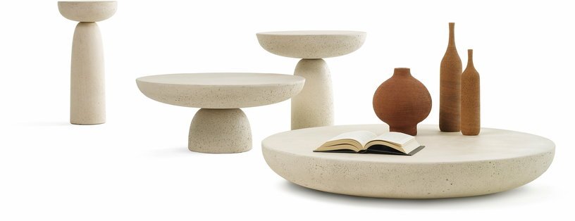 Table ronde en béton ciré ivoire 70 x 33 cm Olo - Mogg - The Cool Republic