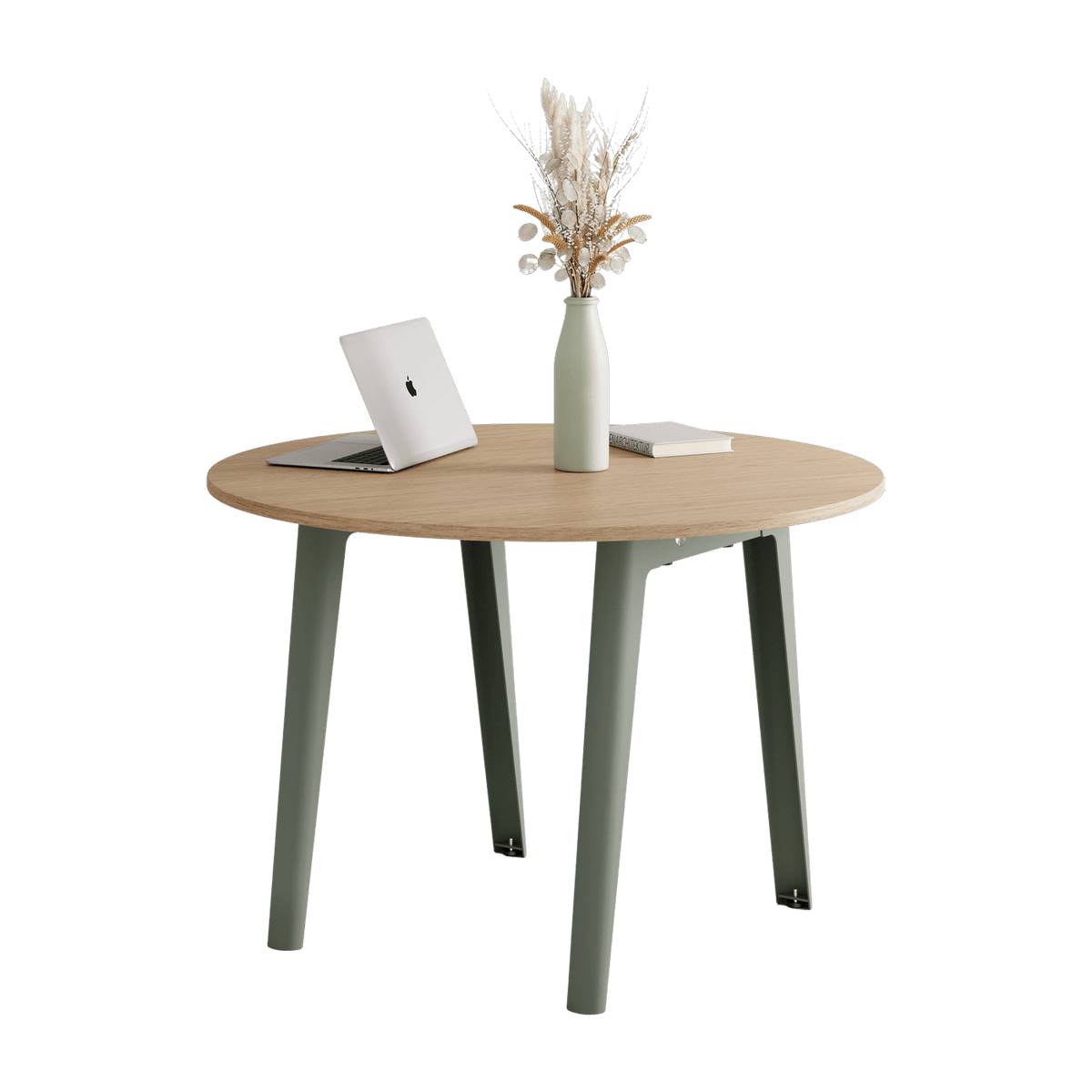Table ronde in eco-certified oak D110 x 75 cm eucalyptus grey legs New Modern - Tiptoe - The Cool Republic