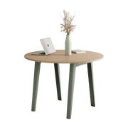 Table ronde in eco-certified oak D110 x 75 cm eucalyptus grey legs New Modern - Tiptoe - The Cool Republic