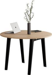 Table ronde en chêne éco - certifié D110 x 75 cm piètements noirs New Modern - Tiptoe - The Cool Republic