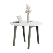 Table ronde in white recycled plastic D108 x 75 cm eucalyptus grey legs New Modern - Tiptoe - The Cool Republic