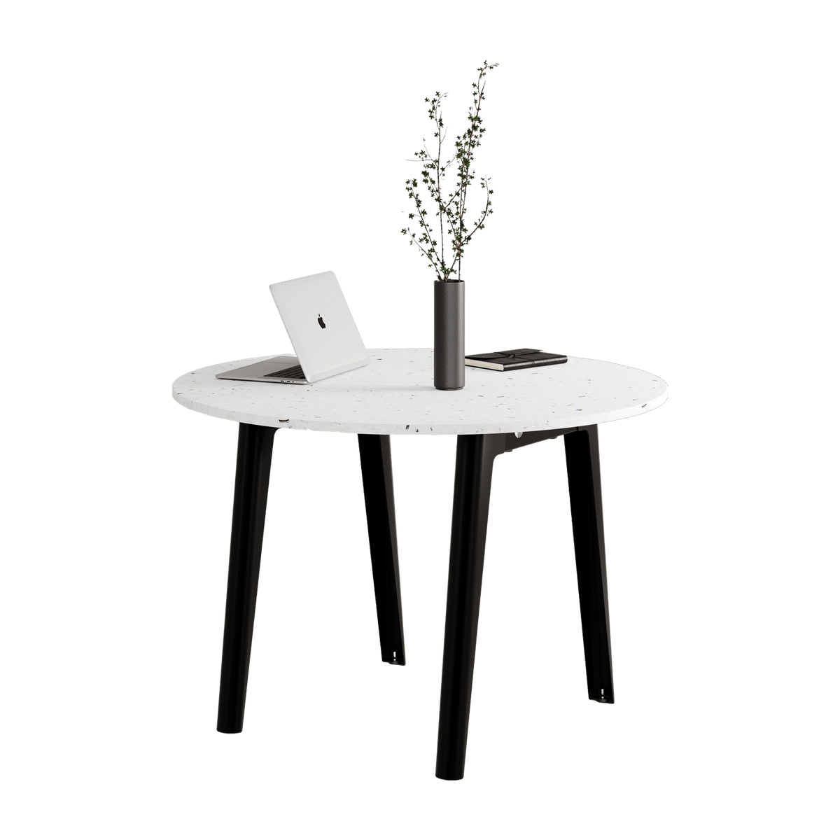Table ronde in white recycled plastic D108 x 75 cm black legs New Modern - Tiptoe - The Cool Republic