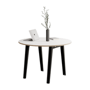 Table ronde in white laminate D110 x 75 cm black legs New Modern - Tiptoe - The Cool Republic