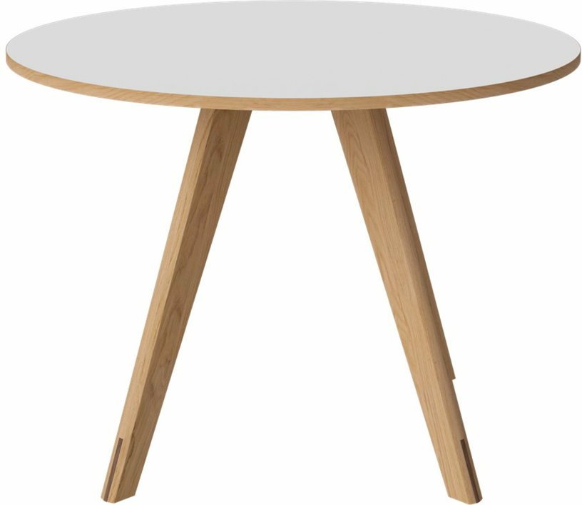 Table ronde en stratifié blanc et chêne massif huilé 100 cm New Mood - Bolia - The Cool Republic