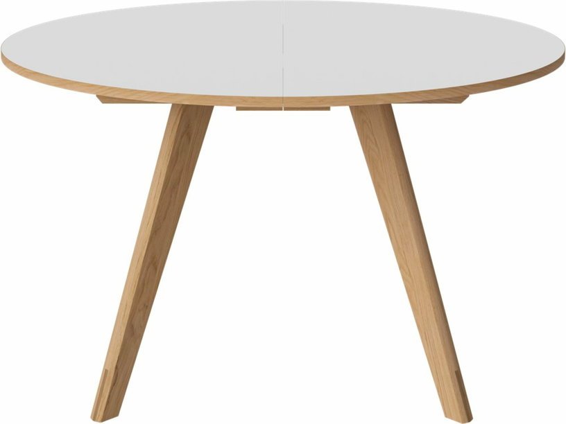 Table ronde en stratifié blanc et chêne massif huilé 123,5 cm New Mood - Bolia - The Cool Republic