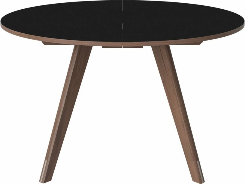 Table ronde en stratifié fenix noir et noyer massif huilé 123,5 cm New Mood - Bolia - The Cool Republic