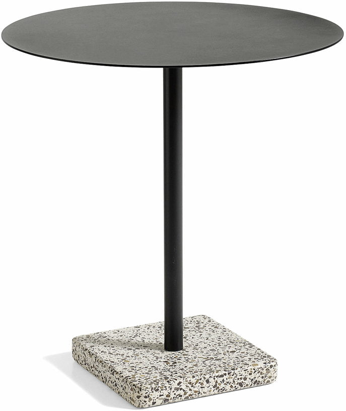 Table ronde plateau noir et pied terrazzo anthracite 70 cm - HAY