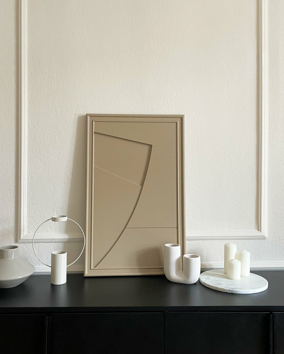 Tableau en bois beige gris 80 cm Arch - Likya - The Cool Republic