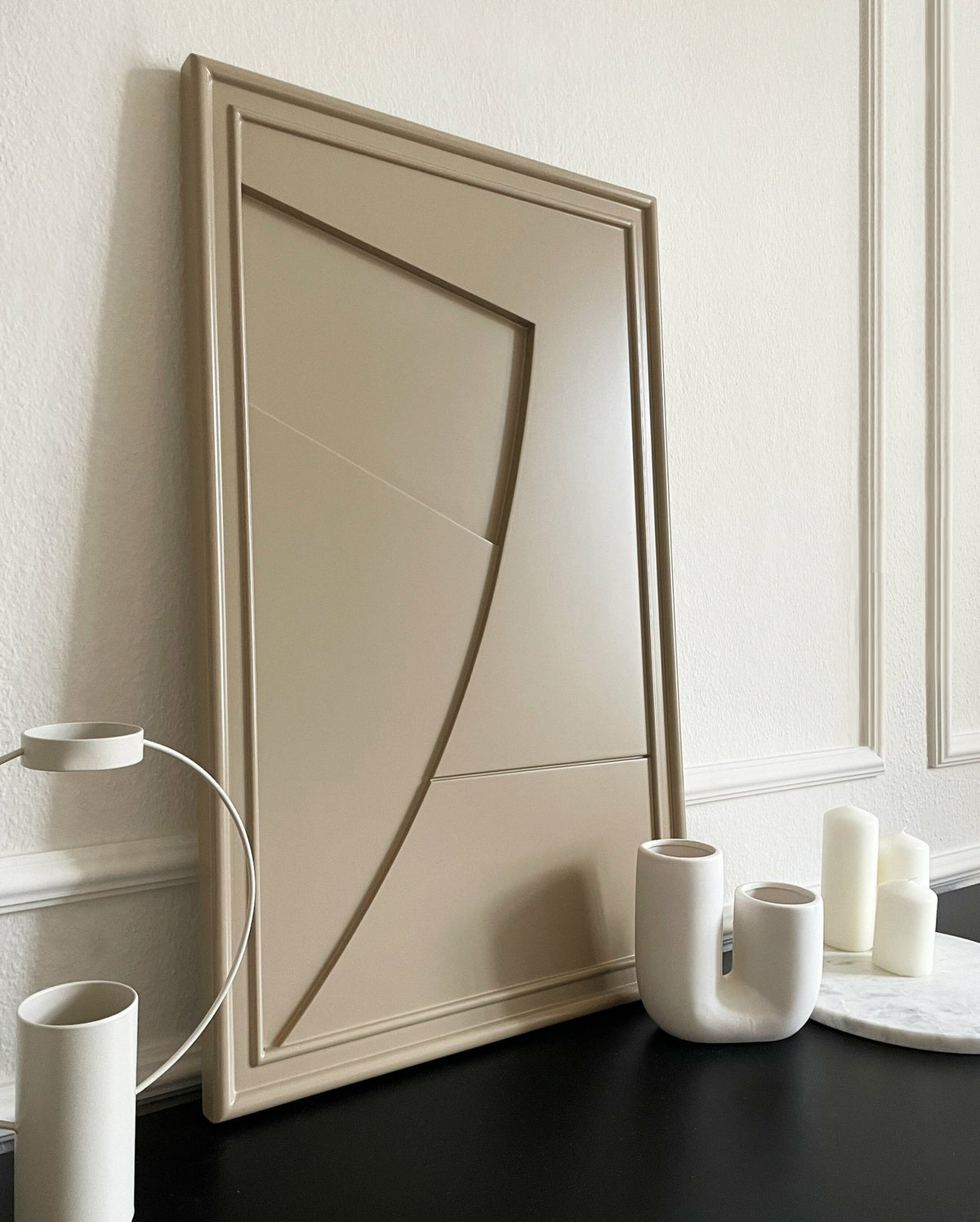 Tableau en bois beige gris 80 cm Arch - Likya - The Cool Republic