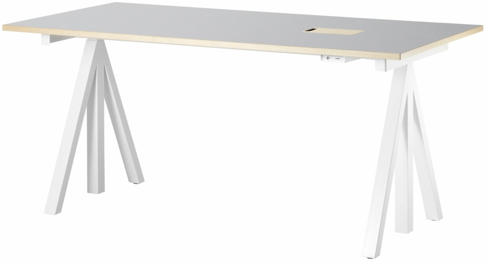 Tablette de bureau en lino gris clair 160 x 78 cm Works - String furniture - The Cool Republic