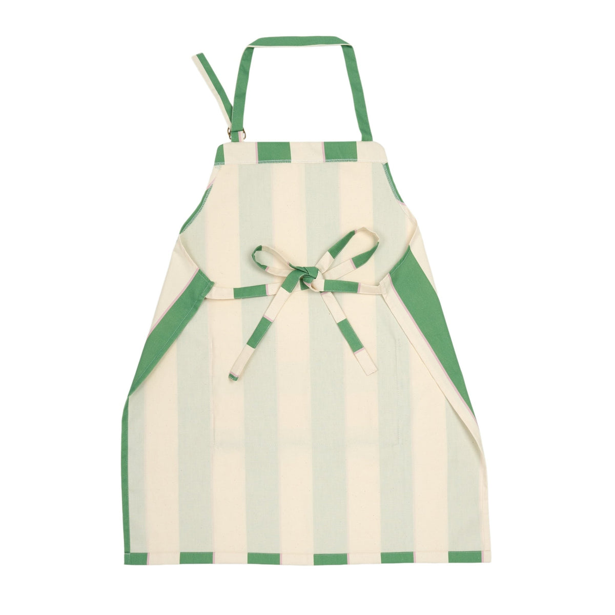 Tablier de cuisine en coton bio à rayures vert et rose - Nobodinoz - The Cool Republic
