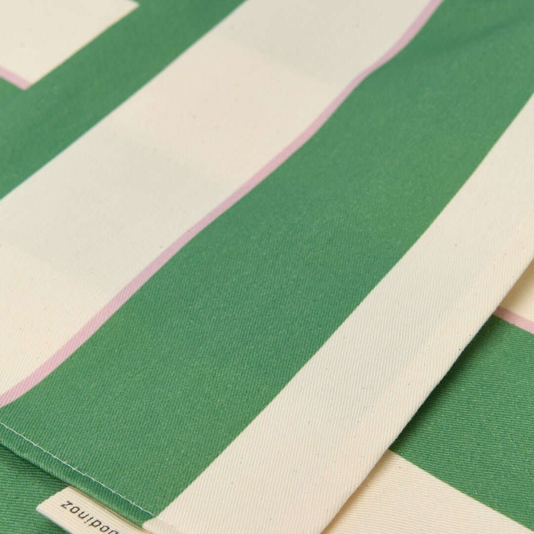 Tablier de cuisine en coton bio à rayures vert et rose - Nobodinoz - The Cool Republic