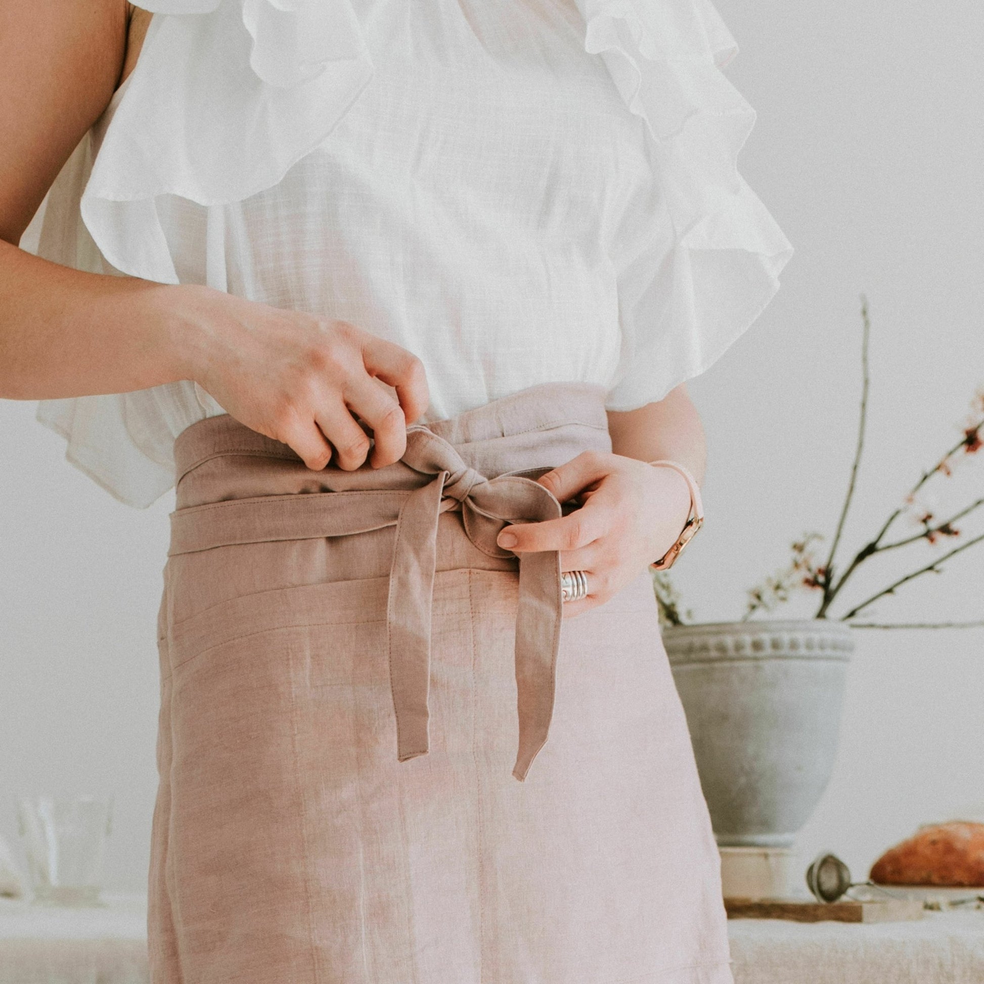 Tablier en lin rose - Sohomely - The Cool Republic