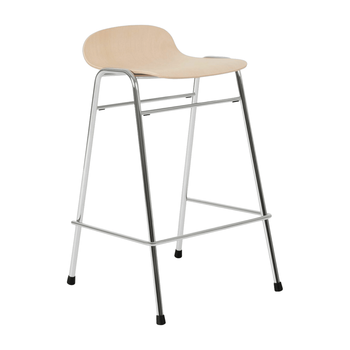Tabouret de bar 65 cm en bois naturel et cadre argenté Touchwood - Hem - The Cool Republic