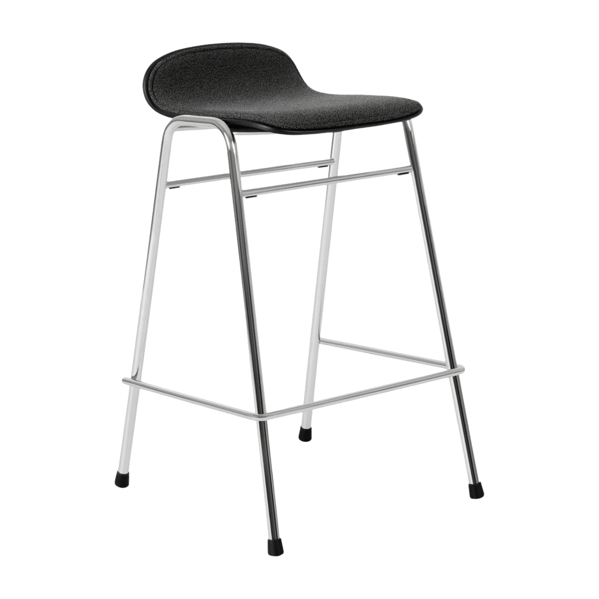 Tabouret de bar 65 cm en tissu noir et cadre argenté Touchwood - Hem - The Cool Republic