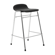 Tabouret de bar 65 cm en tissu noir et cadre argenté Touchwood - Hem - The Cool Republic