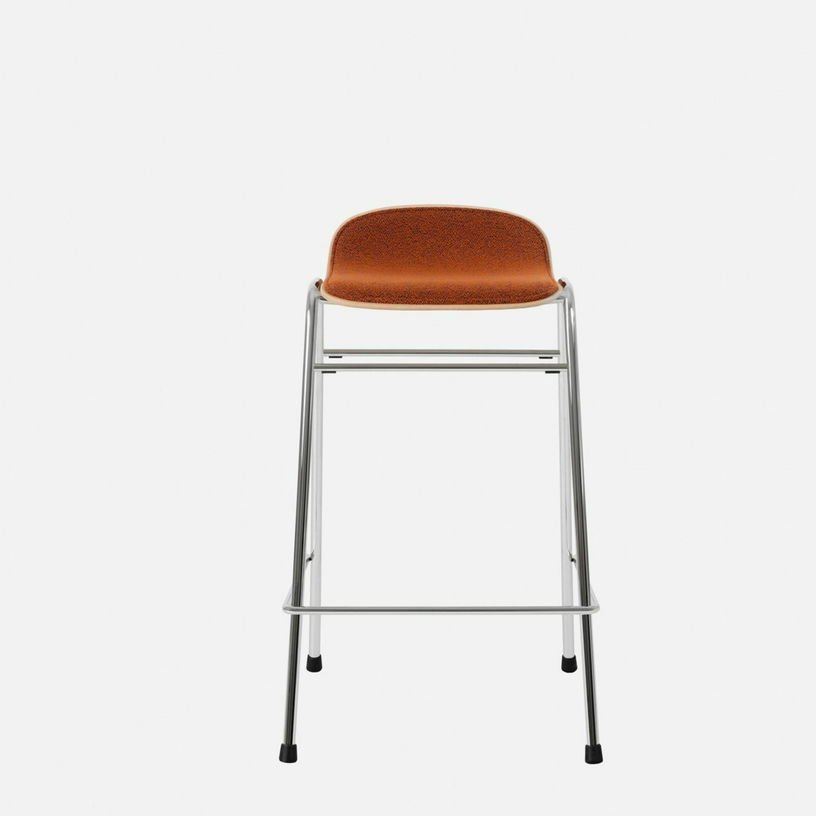 Tabouret de bar 65 cm en tissu rouge et cadre argenté Touchwood - Hem - The Cool Republic