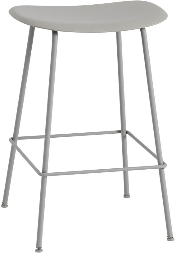 Tabouret de bar 65 cm gris piétement tubes Fiber - Muuto - The Cool Republic