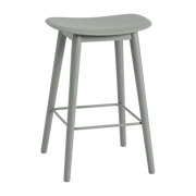 Tabouret de bar 65 cm vert piétement chêne Fiber - Muuto - The Cool Republic