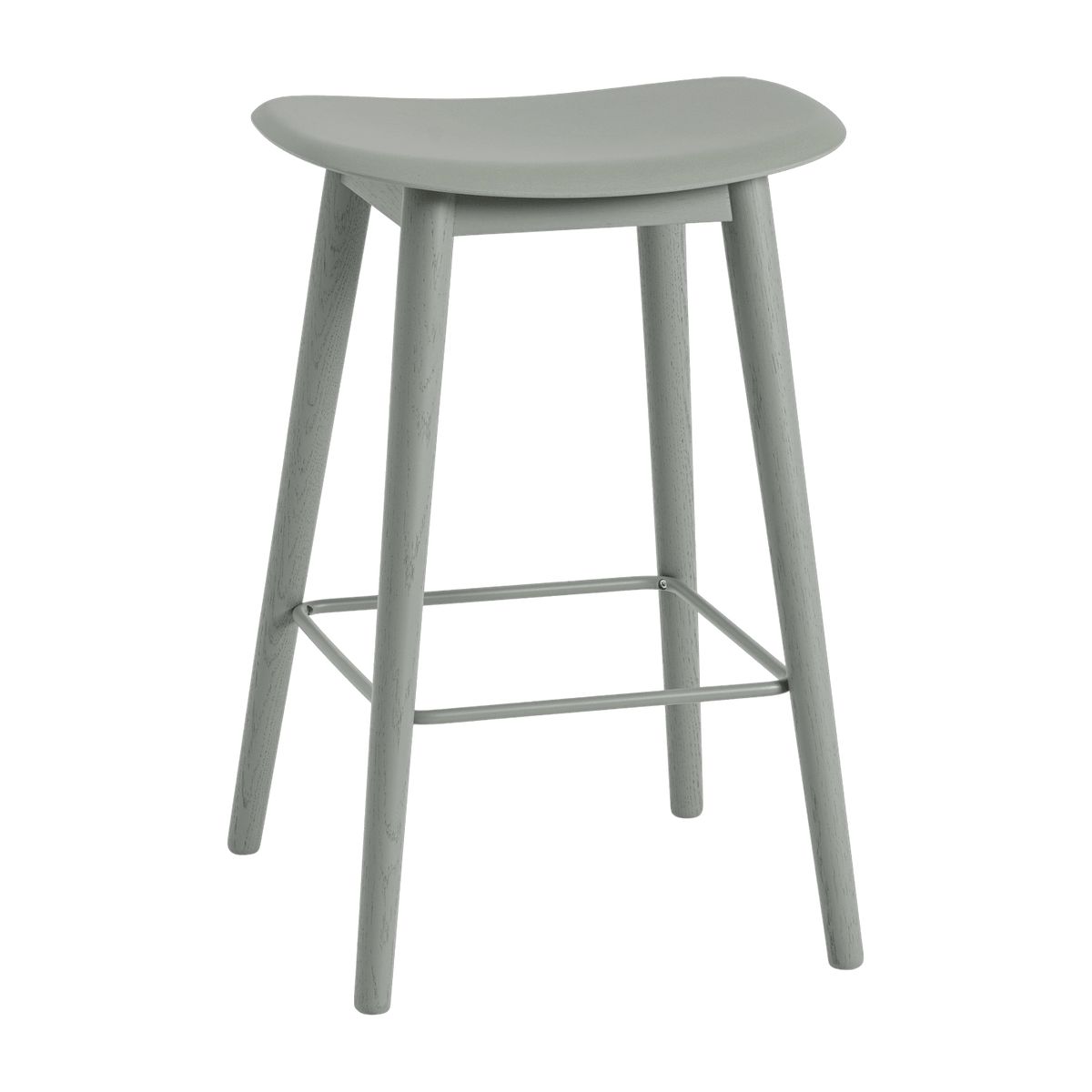 Tabouret de bar 65 cm vert piétement chêne Fiber - Muuto - The Cool Republic