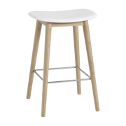 Tabouret de bar 65cm blanc piétement en chêne Fiber - Muuto - The Cool Republic