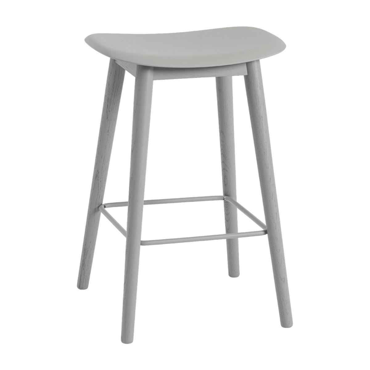 Tabouret de bar 65cm gris piétement en chêne Fiber - Muuto - The Cool Republic