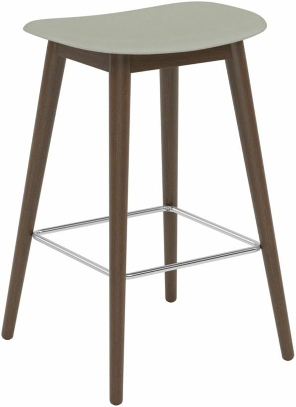 Tabouret de bar 65cm gris piétement en chêne marron Fiber - Muuto - The Cool Republic
