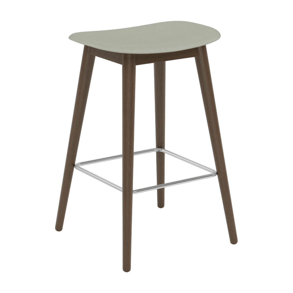 Tabouret de bar 65cm gris piétement en chêne marron Fiber - Muuto - The Cool Republic