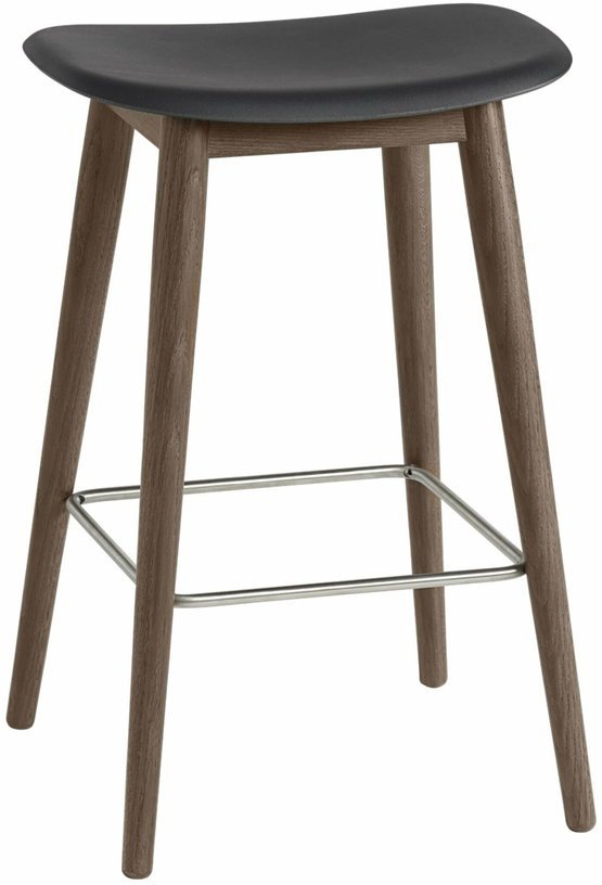 Tabouret de bar 65cm noir piétement en chêne marron Fiber - Muuto - The Cool Republic