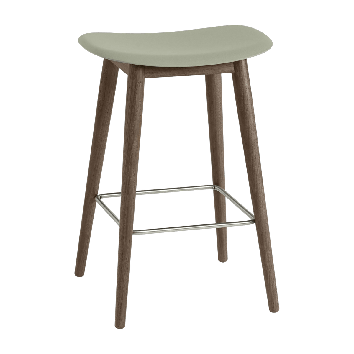 Tabouret de bar 65cm vert pâle piétement en chêne marron Fiber - Muuto - The Cool Republic